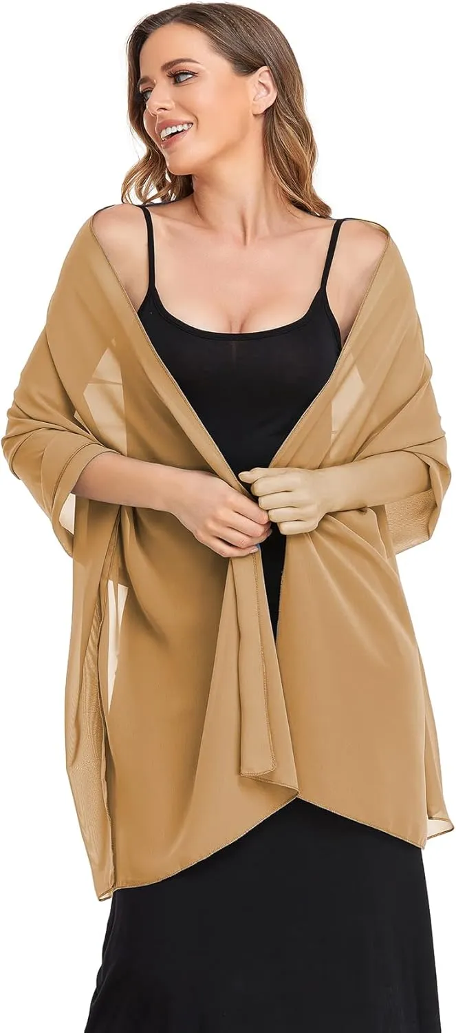 Shawls and Wraps for Evening Dresses Sheer Chiffon Women Elegant Soft Silky Wraps Wedding Bridal Scarf