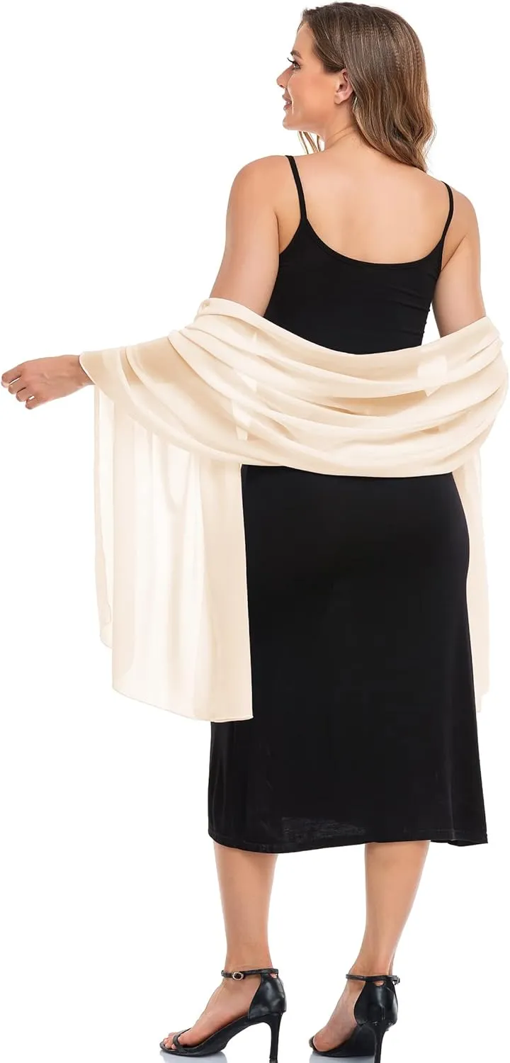 Shawls and Wraps for Evening Dresses Sheer Chiffon Women Elegant Soft Silky Wraps Wedding Bridal Scarf