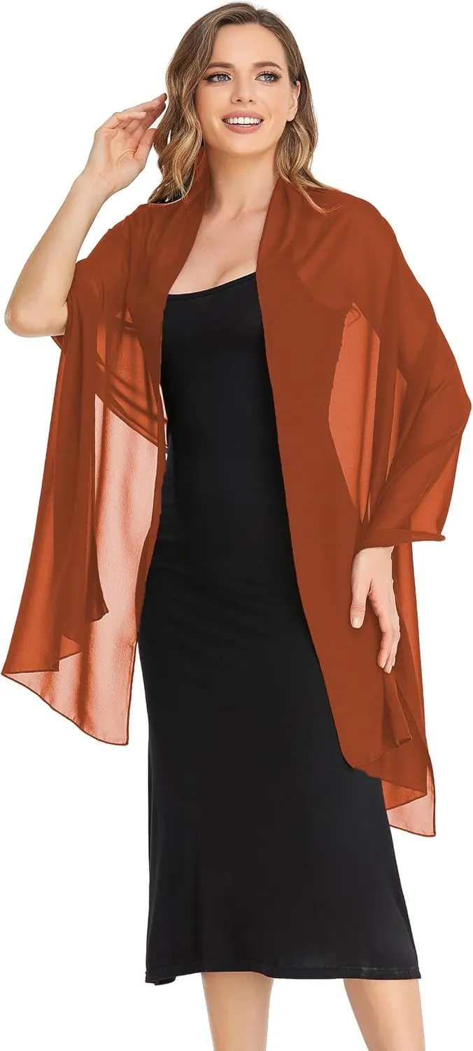 Shawls and Wraps for Evening Dresses Sheer Chiffon Women Elegant Soft Silky Wraps Wedding Bridal Scarf