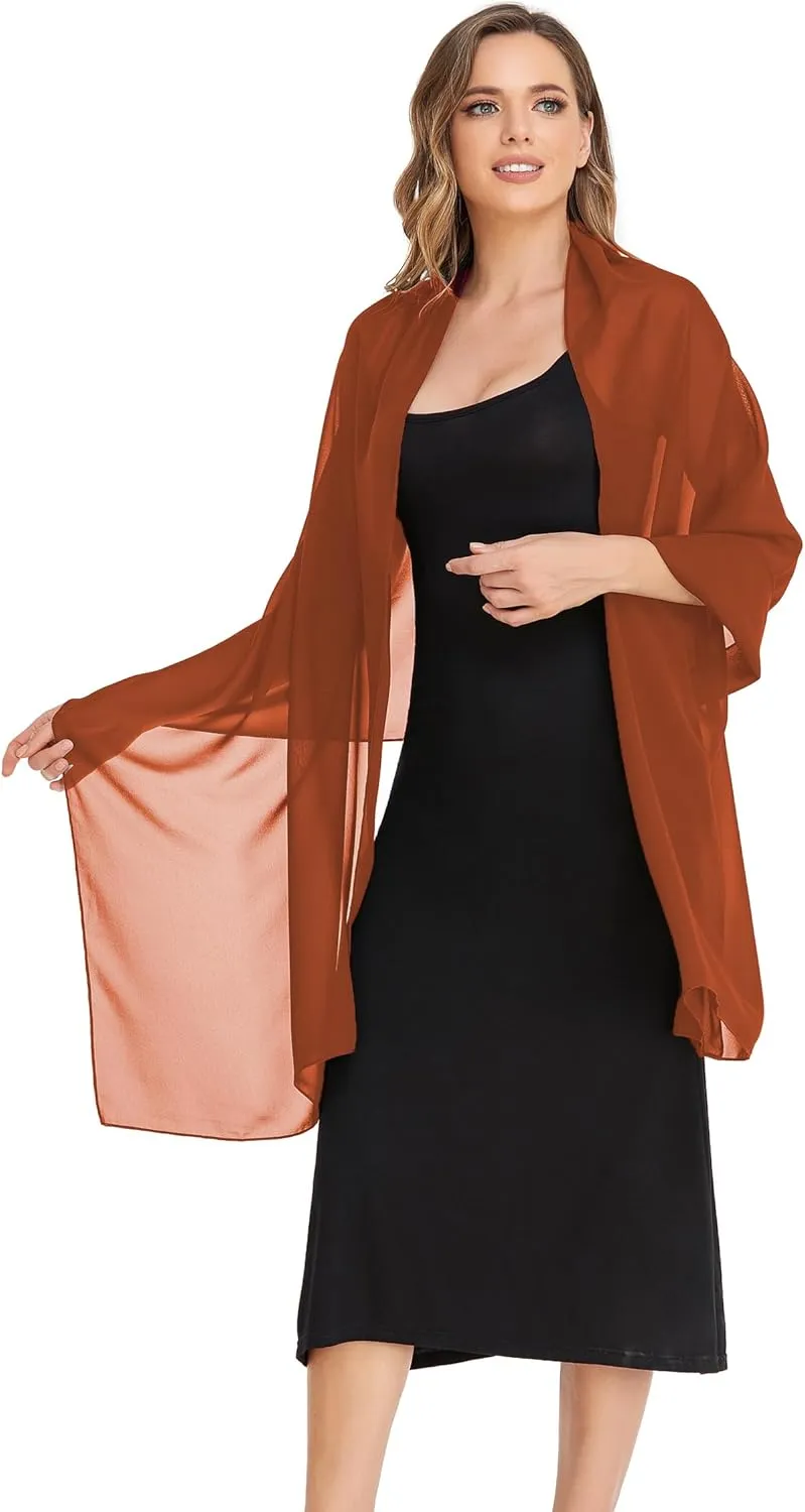 Shawls and Wraps for Evening Dresses Sheer Chiffon Women Elegant Soft Silky Wraps Wedding Bridal Scarf