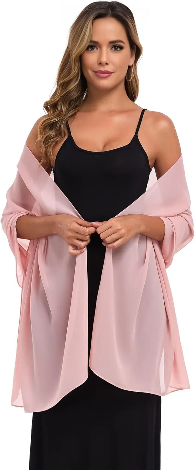 Shawls and Wraps for Evening Dresses Sheer Chiffon Women Elegant Soft Silky Wraps Wedding Bridal Scarf