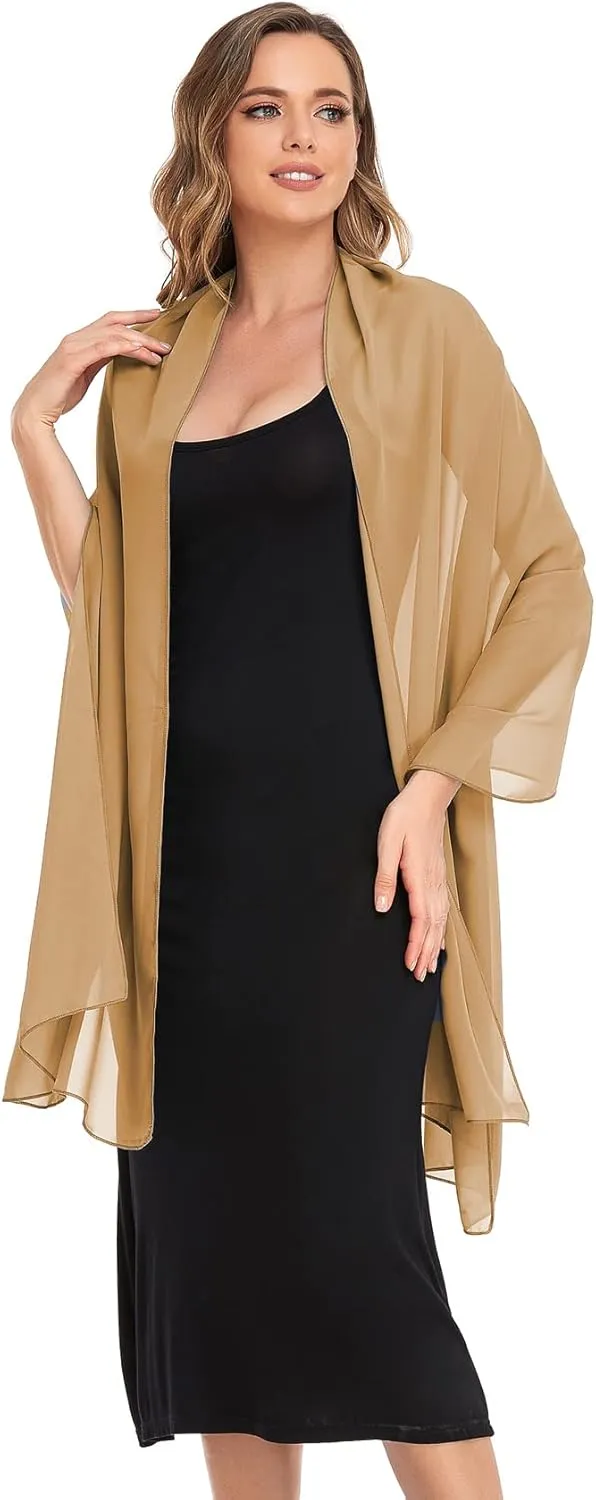 Shawls and Wraps for Evening Dresses Sheer Chiffon Women Elegant Soft Silky Wraps Wedding Bridal Scarf