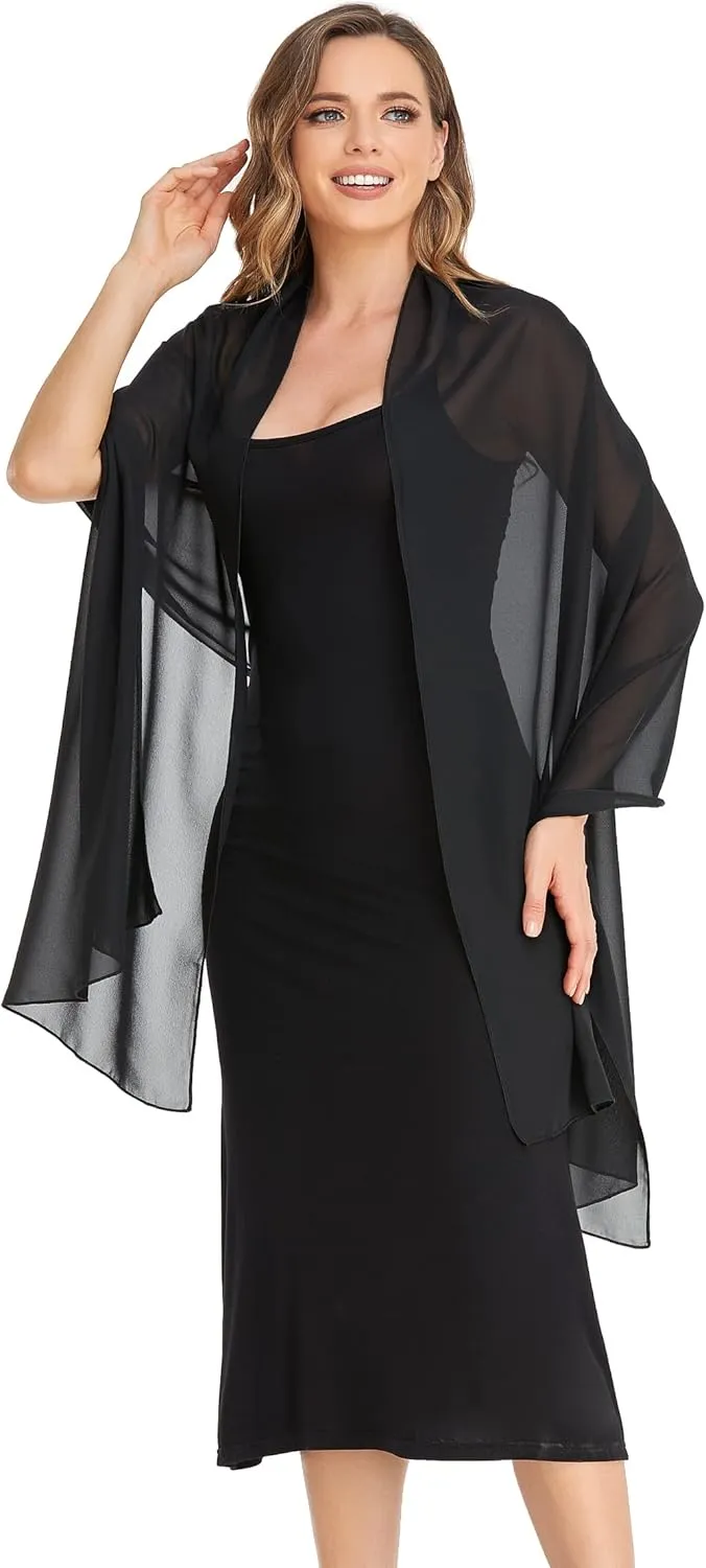 Shawls and Wraps for Evening Dresses Sheer Chiffon Women Elegant Soft Silky Wraps Wedding Bridal Scarf