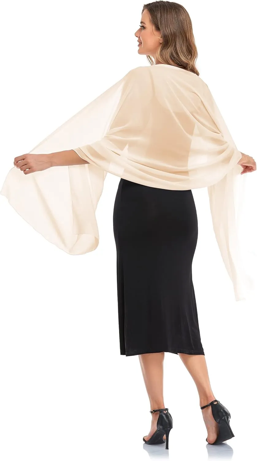 Shawls and Wraps for Evening Dresses Sheer Chiffon Women Elegant Soft Silky Wraps Wedding Bridal Scarf