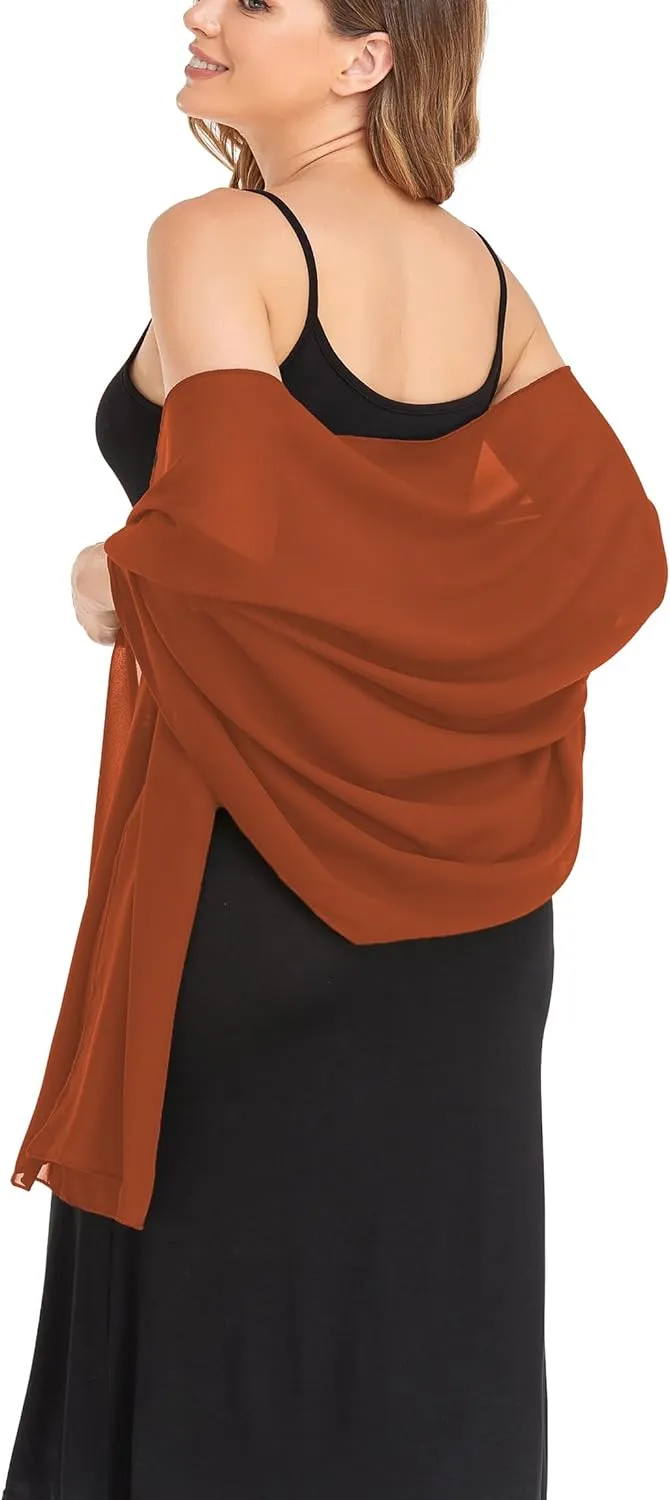 Shawls and Wraps for Evening Dresses Sheer Chiffon Women Elegant Soft Silky Wraps Wedding Bridal Scarf