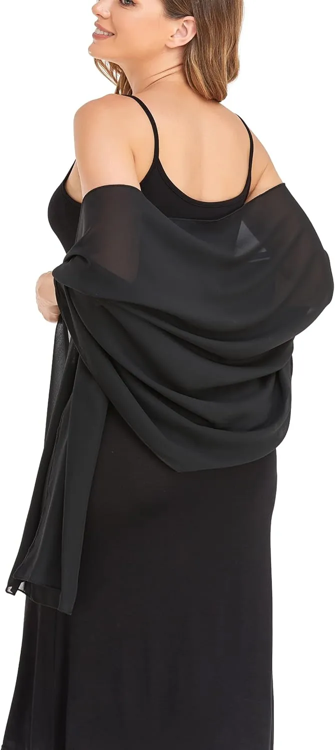 Shawls and Wraps for Evening Dresses Sheer Chiffon Women Elegant Soft Silky Wraps Wedding Bridal Scarf
