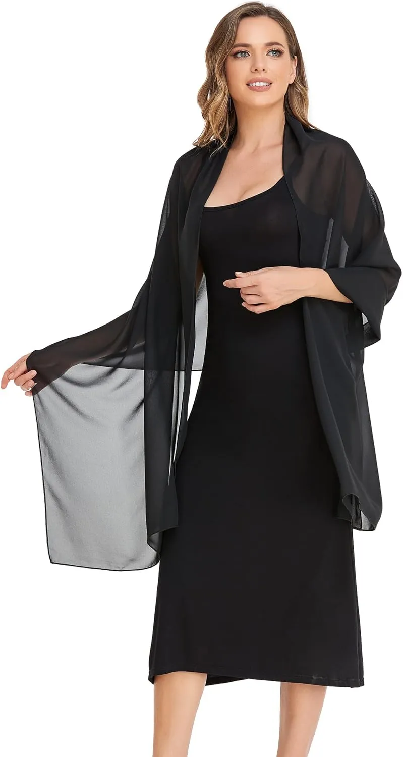 Shawls and Wraps for Evening Dresses Sheer Chiffon Women Elegant Soft Silky Wraps Wedding Bridal Scarf
