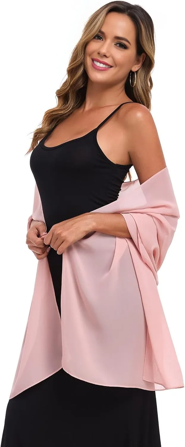 Shawls and Wraps for Evening Dresses Sheer Chiffon Women Elegant Soft Silky Wraps Wedding Bridal Scarf
