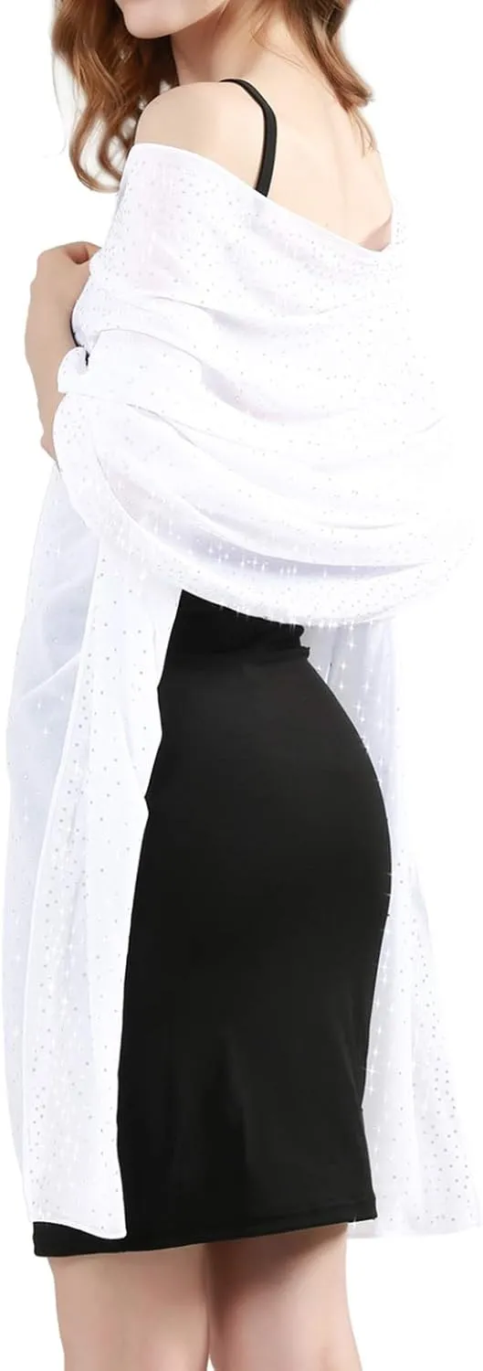 Shine Bright Like a Diamond Chiffon Sparkly Rhinestone Shawls and Wraps for Evening Dresses Weddings