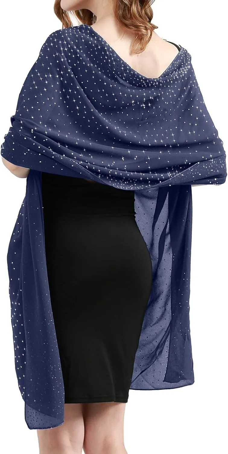 Shine Bright Like a Diamond Chiffon Sparkly Rhinestone Shawls and Wraps for Evening Dresses Weddings