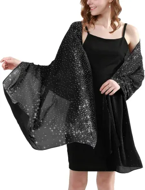 Shine Bright Like a Diamond Chiffon Sparkly Rhinestone Shawls and Wraps for Evening Dresses Weddings