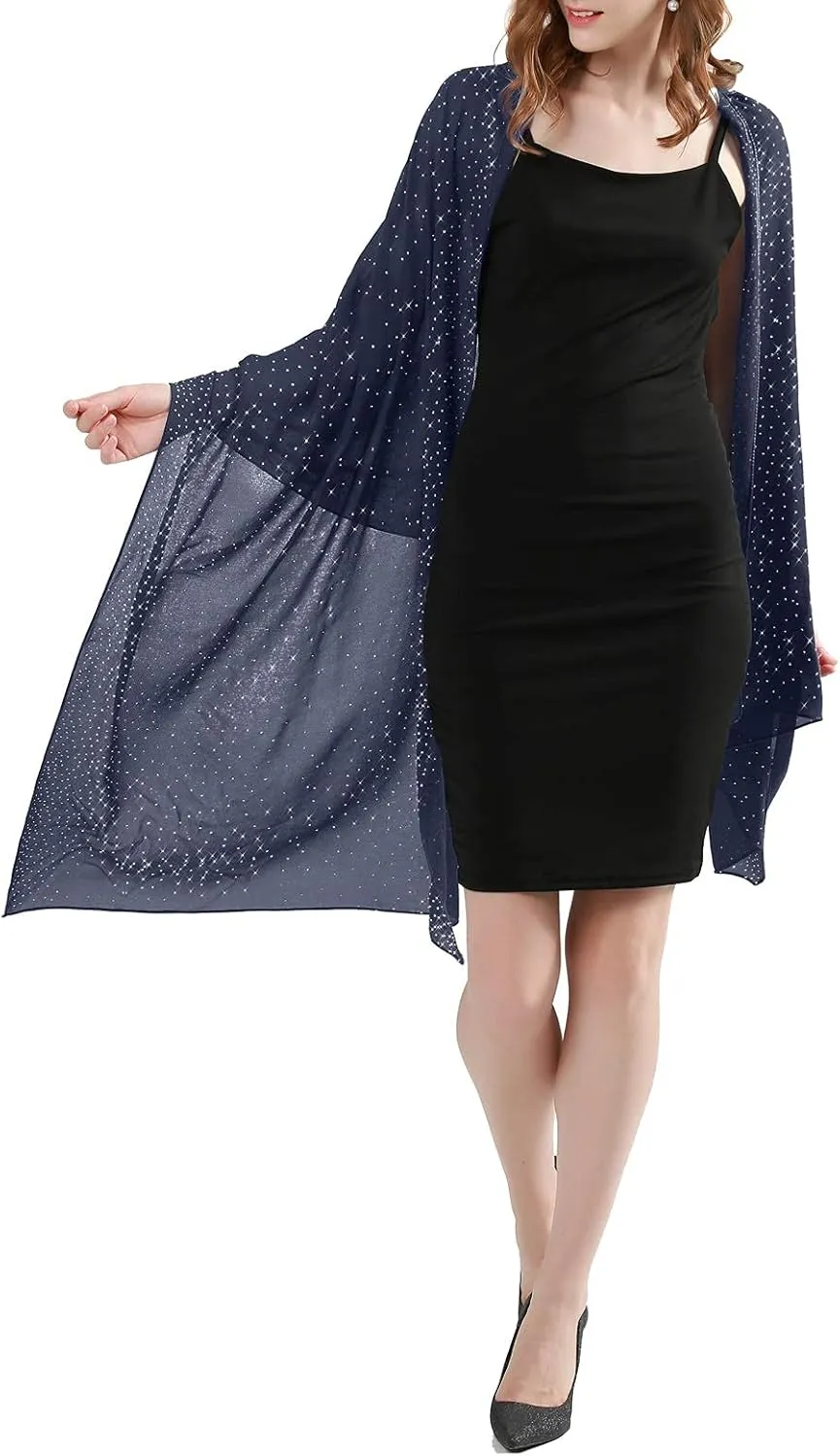 Shine Bright Like a Diamond Chiffon Sparkly Rhinestone Shawls and Wraps for Evening Dresses Weddings
