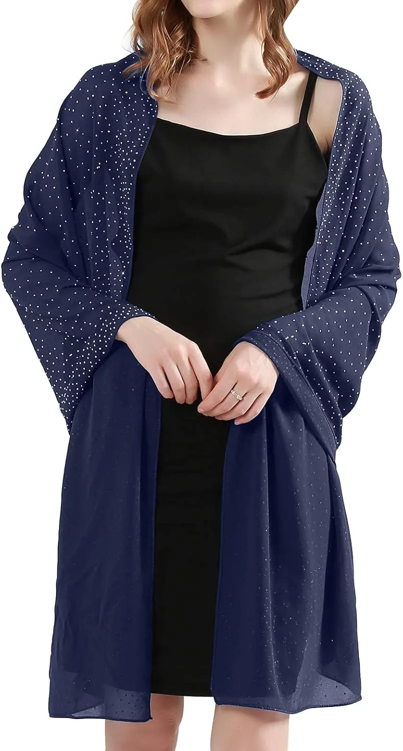 Shine Bright Like a Diamond Chiffon Sparkly Rhinestone Shawls and Wraps for Evening Dresses Weddings