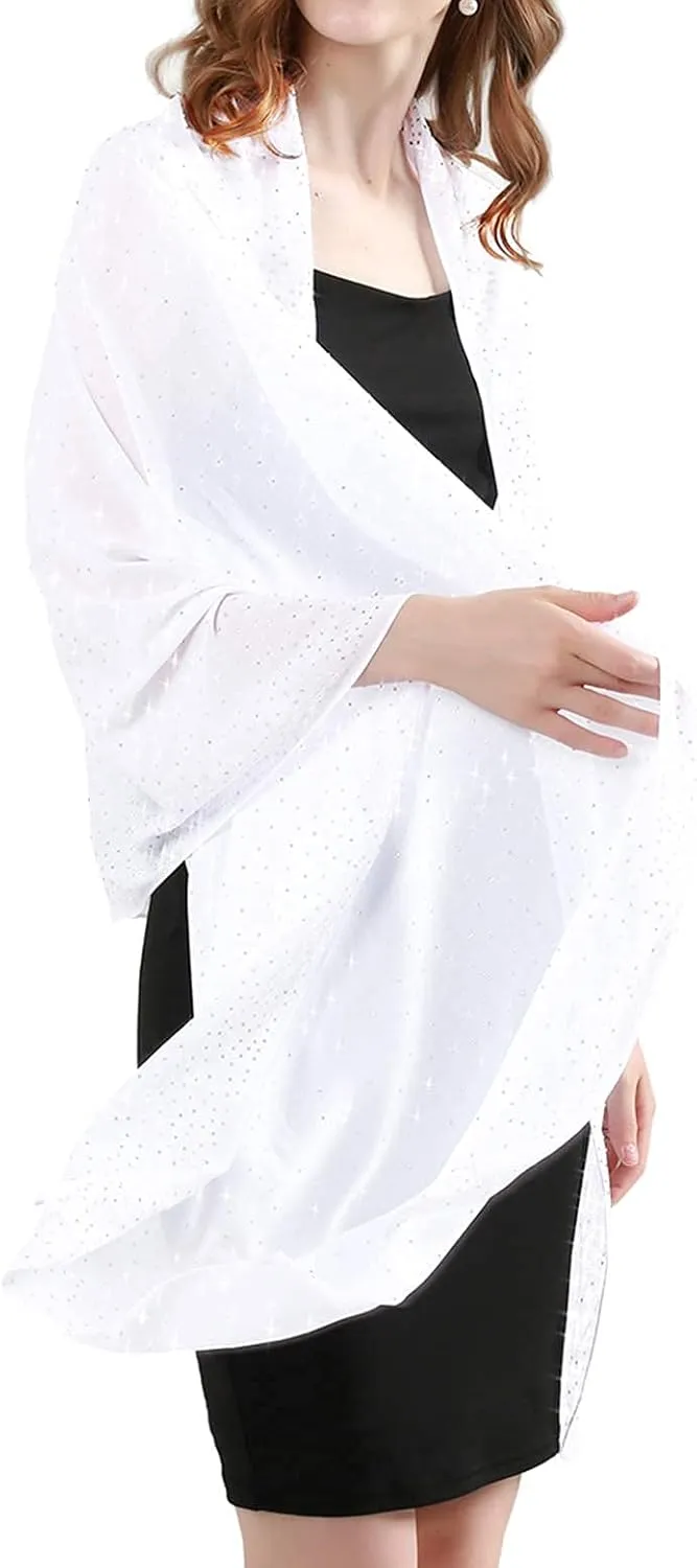 Shine Bright Like a Diamond Chiffon Sparkly Rhinestone Shawls and Wraps for Evening Dresses Weddings