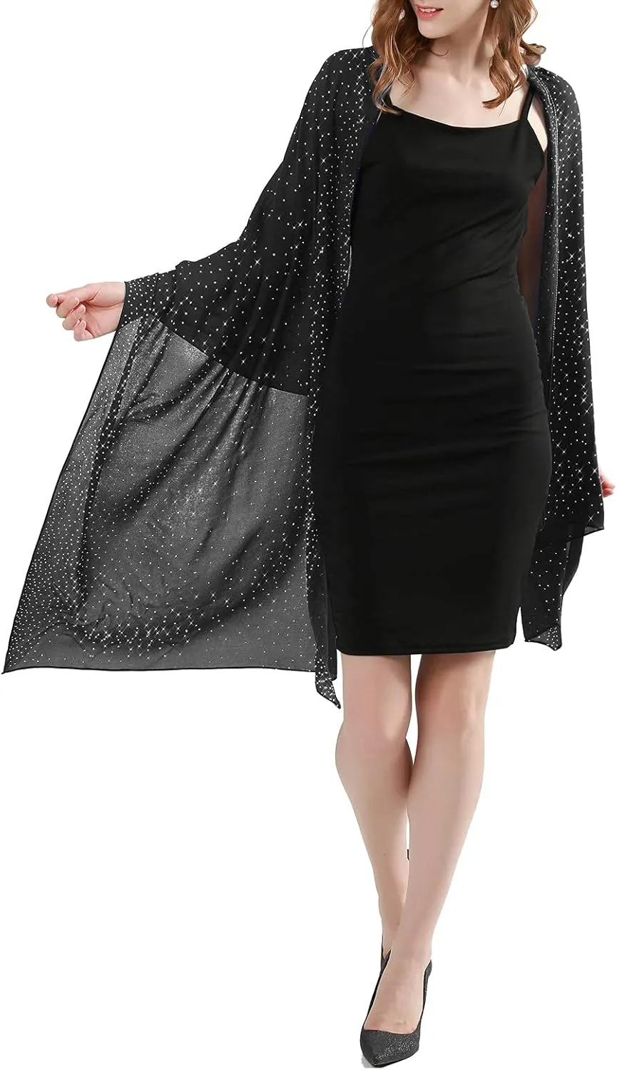 Shine Bright Like a Diamond Chiffon Sparkly Rhinestone Shawls and Wraps for Evening Dresses Weddings