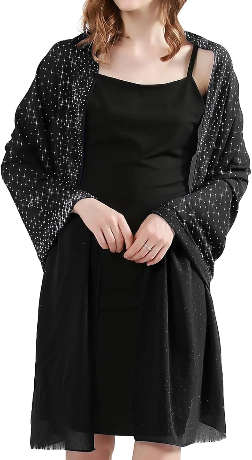 Shine Bright Like a Diamond Chiffon Sparkly Rhinestone Shawls and Wraps for Evening Dresses Weddings