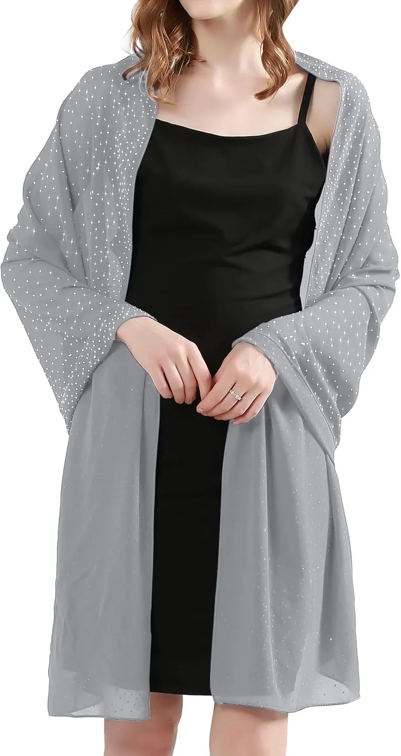 Shine Bright Like a Diamond Chiffon Sparkly Rhinestone Shawls and Wraps for Evening Dresses Weddings