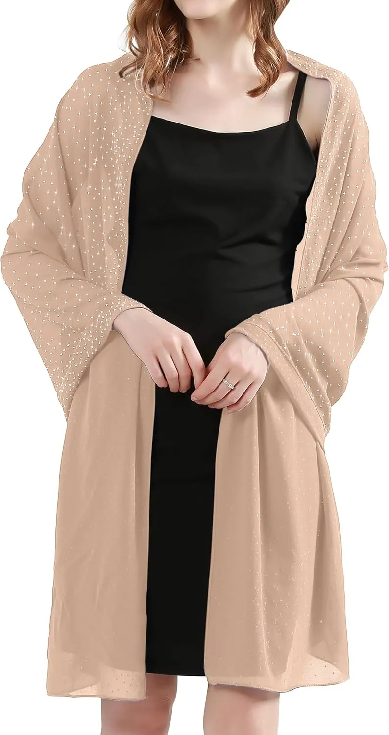 Shine Bright Like a Diamond Chiffon Sparkly Rhinestone Shawls and Wraps for Evening Dresses Weddings