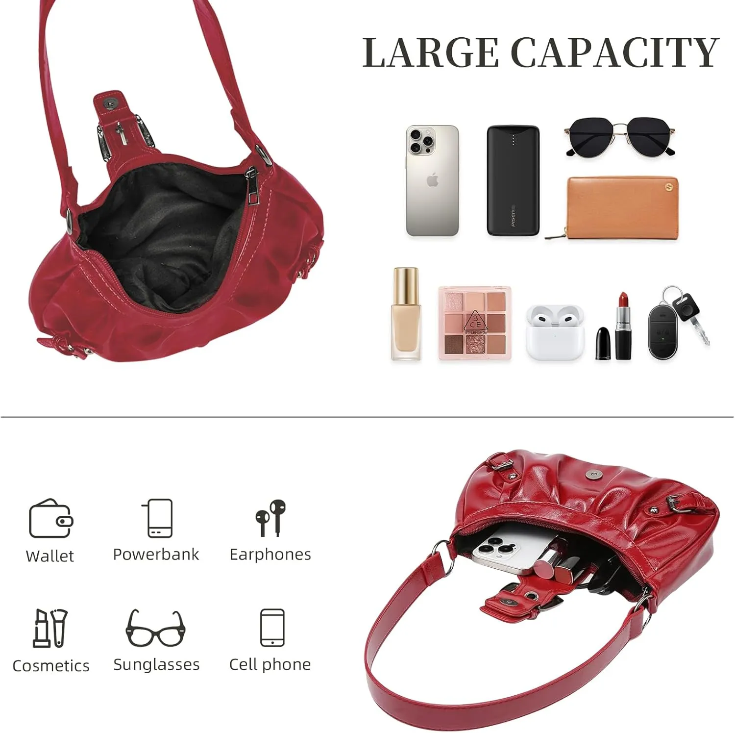 Shoulder Bag for Women Trendy Y2K Purse Handbag Top Handle Small Punk Purse Hobo Underarm Clutch Bag 2025