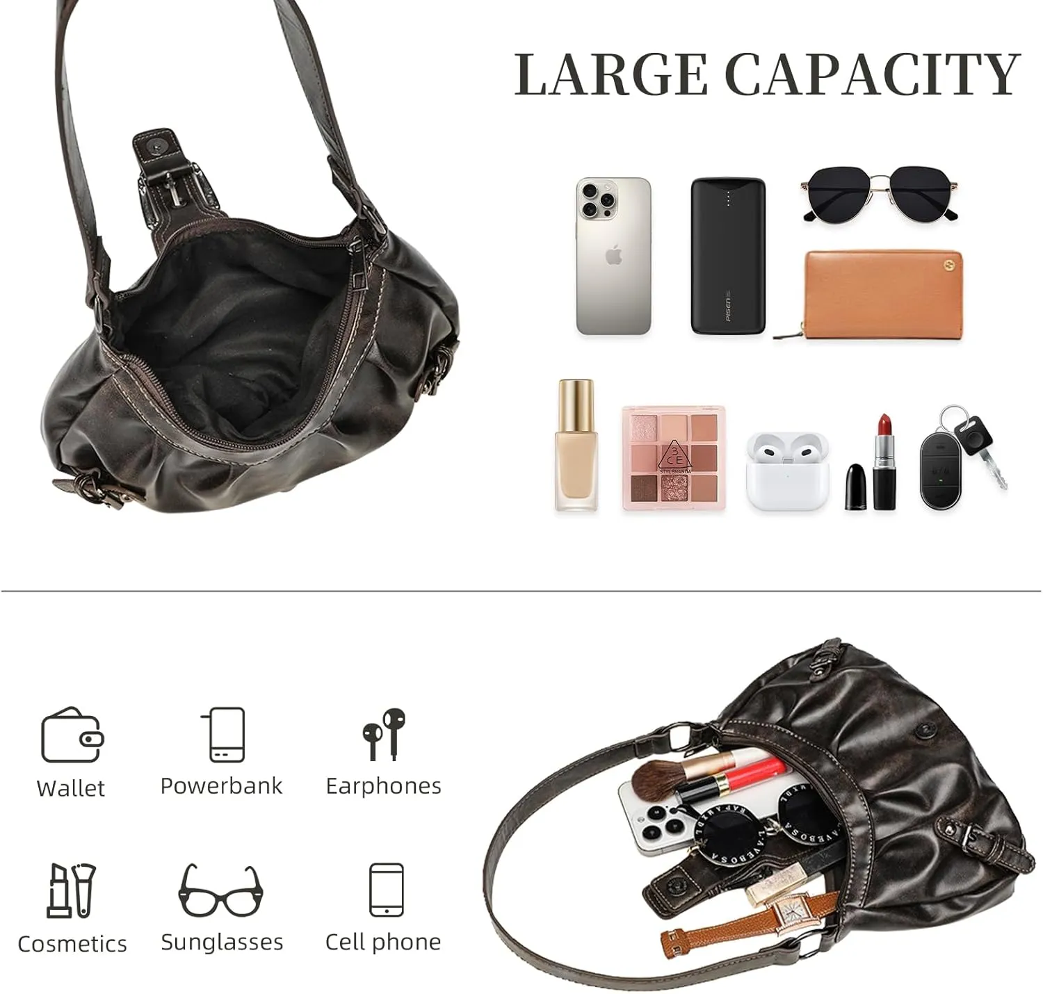 Shoulder Bag for Women Trendy Y2K Purse Handbag Top Handle Small Punk Purse Hobo Underarm Clutch Bag 2025
