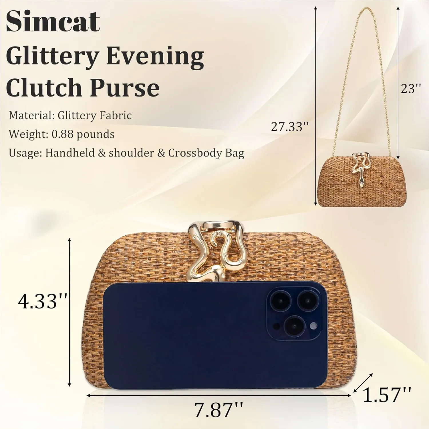 Simcat Glitter Clutch Purses for Women Elegant Evening Bag for Parties, Weddings and Formal Events