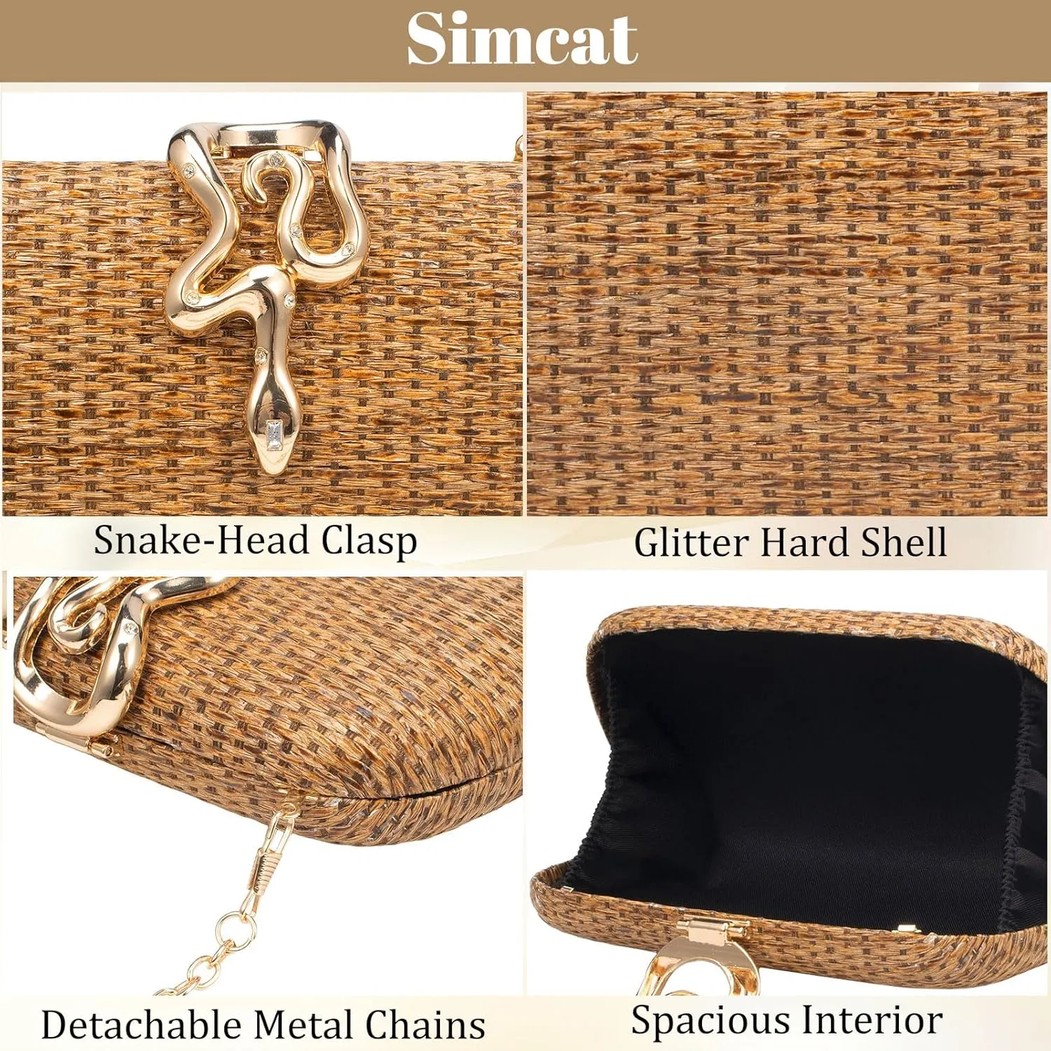 Simcat Glitter Clutch Purses for Women Elegant Evening Bag for Parties, Weddings and Formal Events