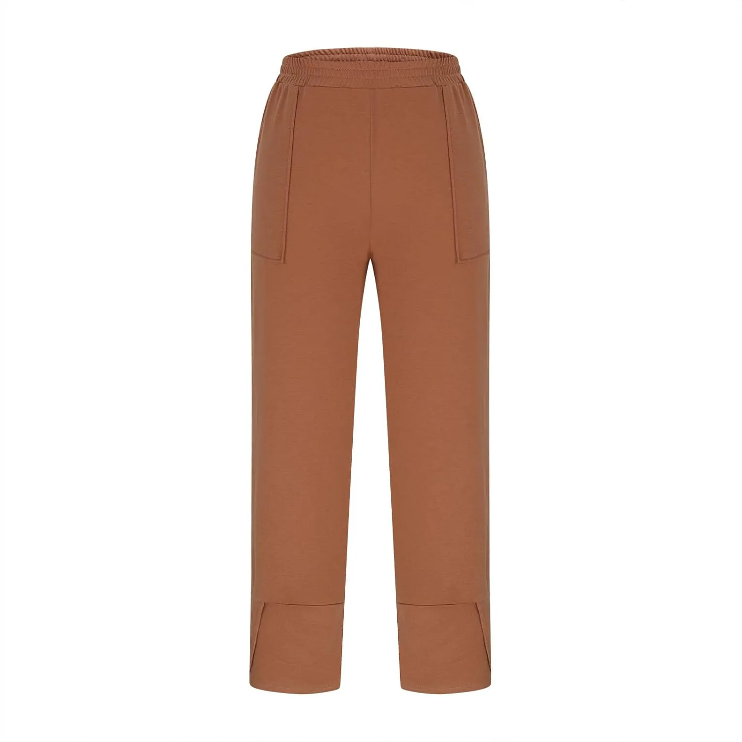 Sinzelimin Womens Harem Pants Fashion Solid Color Elastic Waist Loose Comfy Casual Bootcut Wide Leg Sweatpant with Pockets