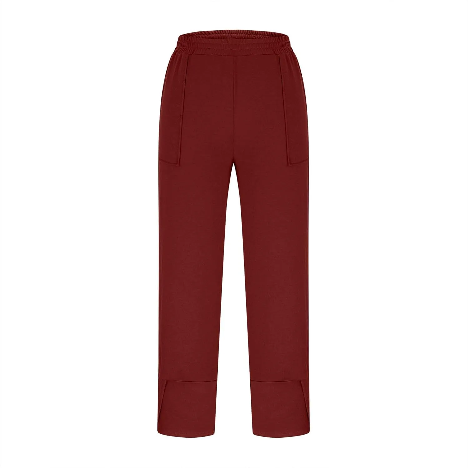 Sinzelimin Womens Harem Pants Fashion Solid Color Elastic Waist Loose Comfy Casual Bootcut Wide Leg Sweatpant with Pockets