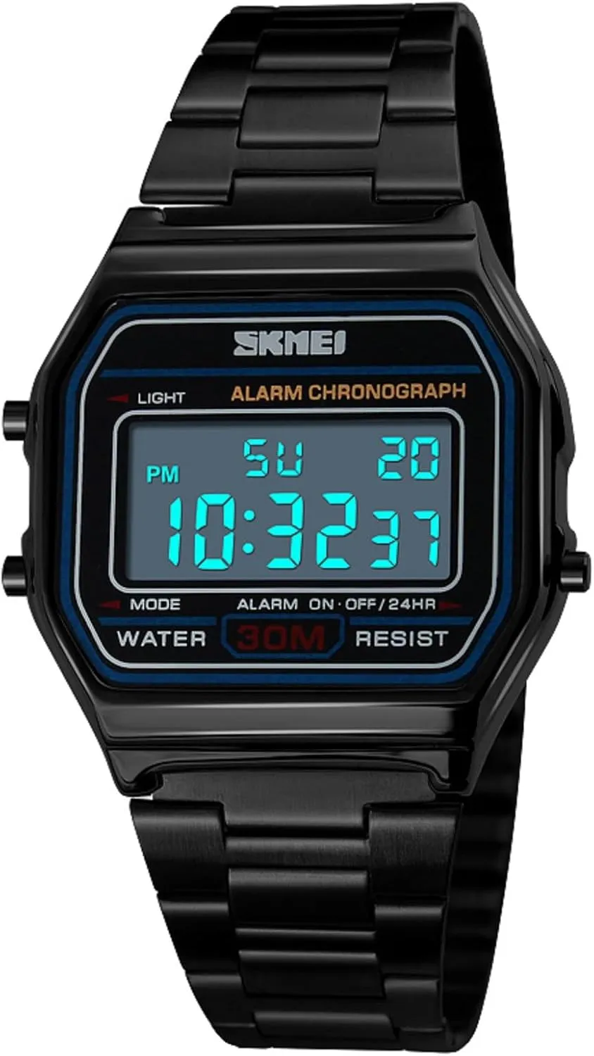 SKMEI Men's Digital Watch with Waterproof Classic Fashion Business Stainless Steel Sports Watch