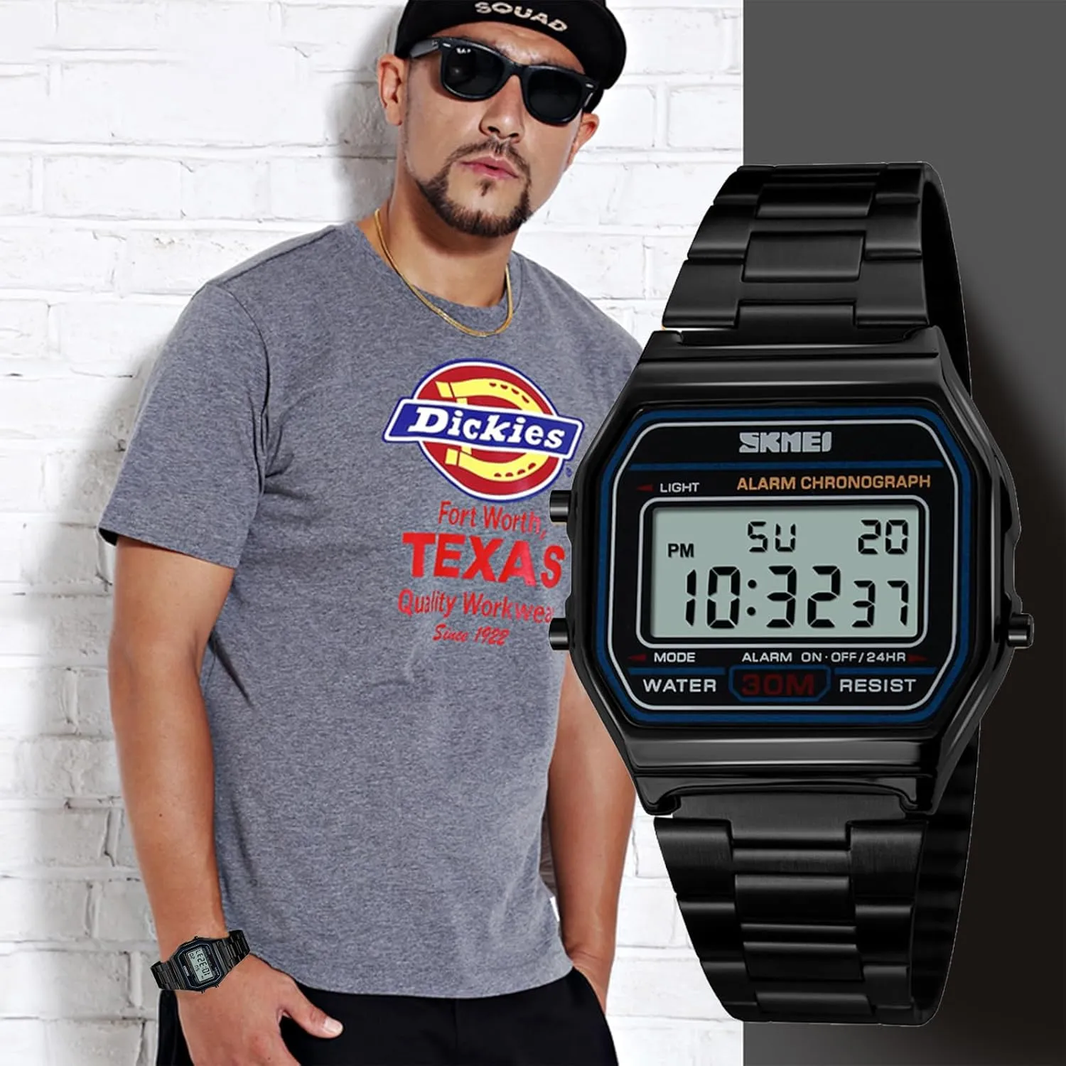 SKMEI Men's Digital Watch with Waterproof Classic Fashion Business Stainless Steel Sports Watch