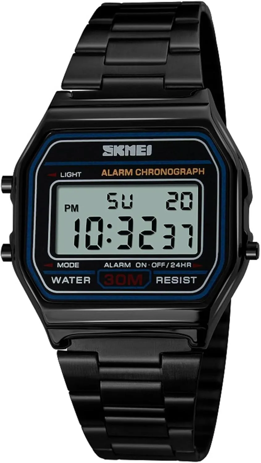 SKMEI Men's Digital Watch with Waterproof Classic Fashion Business Stainless Steel Sports Watch