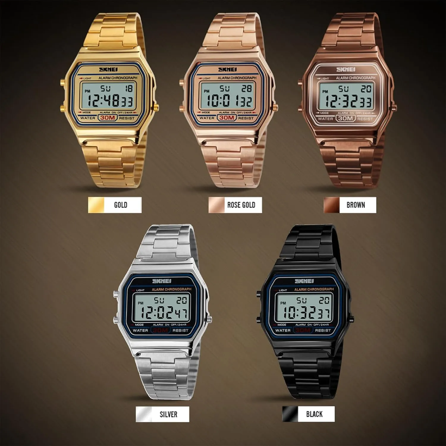 SKMEI Men's Digital Watch with Waterproof Classic Fashion Business Stainless Steel Sports Watch