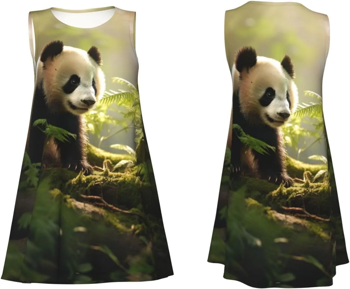 Small Panda Womens Summer Sleeveless Casual Dress, Swing Beach Sundress Knee Length with Pockets