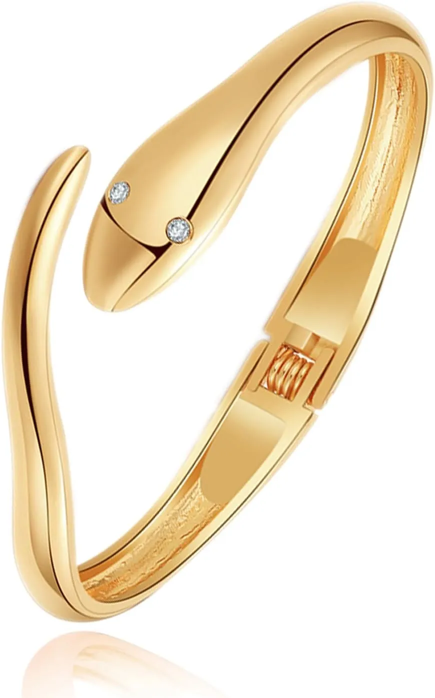 Snake Bracelet Gold Open Bangle Cuff Bracelet Adjustable Fashion Serpent Wrap Bypass Bracelets Gold Snake Jewelry for Women