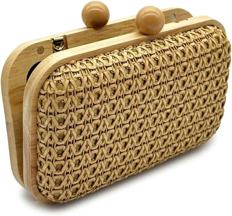 Solyinne Straw Clutch Purse for Women Woven Handbag Raffia Bag Summer Crossbody Shoulder Bag Evening Bag Party Wedding