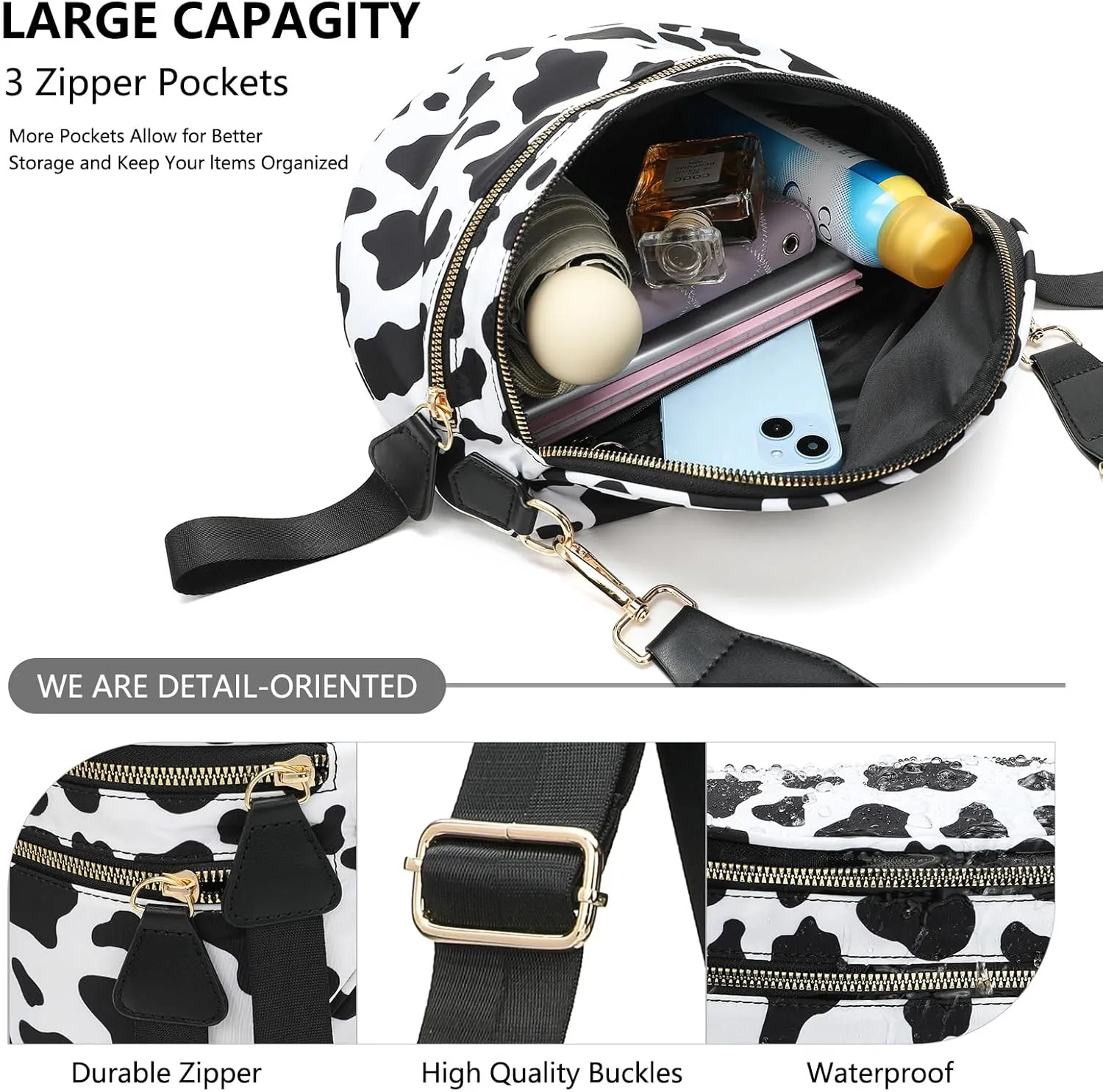 Spacious Checkered Crossbody Bum BagNylon Crossbody Bag with Adjustable Strap for WomenCheckered Purse, Fanny Pack