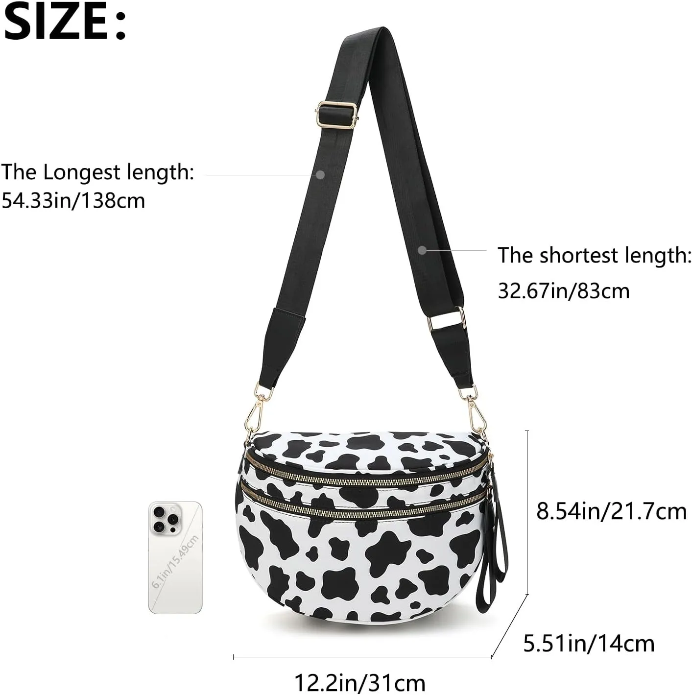 Spacious Checkered Crossbody Bum BagNylon Crossbody Bag with Adjustable Strap for WomenCheckered Purse, Fanny Pack