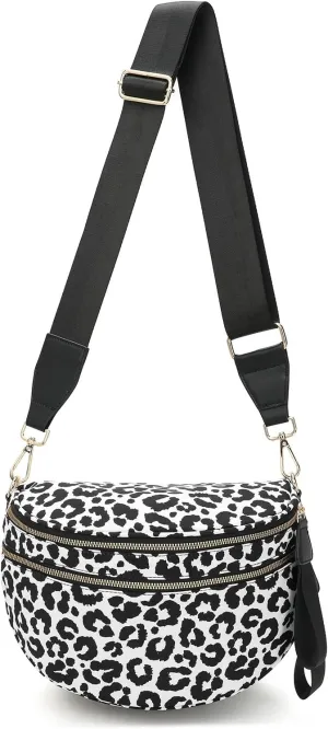Spacious Checkered Crossbody Bum BagNylon Crossbody Bag with Adjustable Strap for WomenCheckered Purse, Fanny Pack