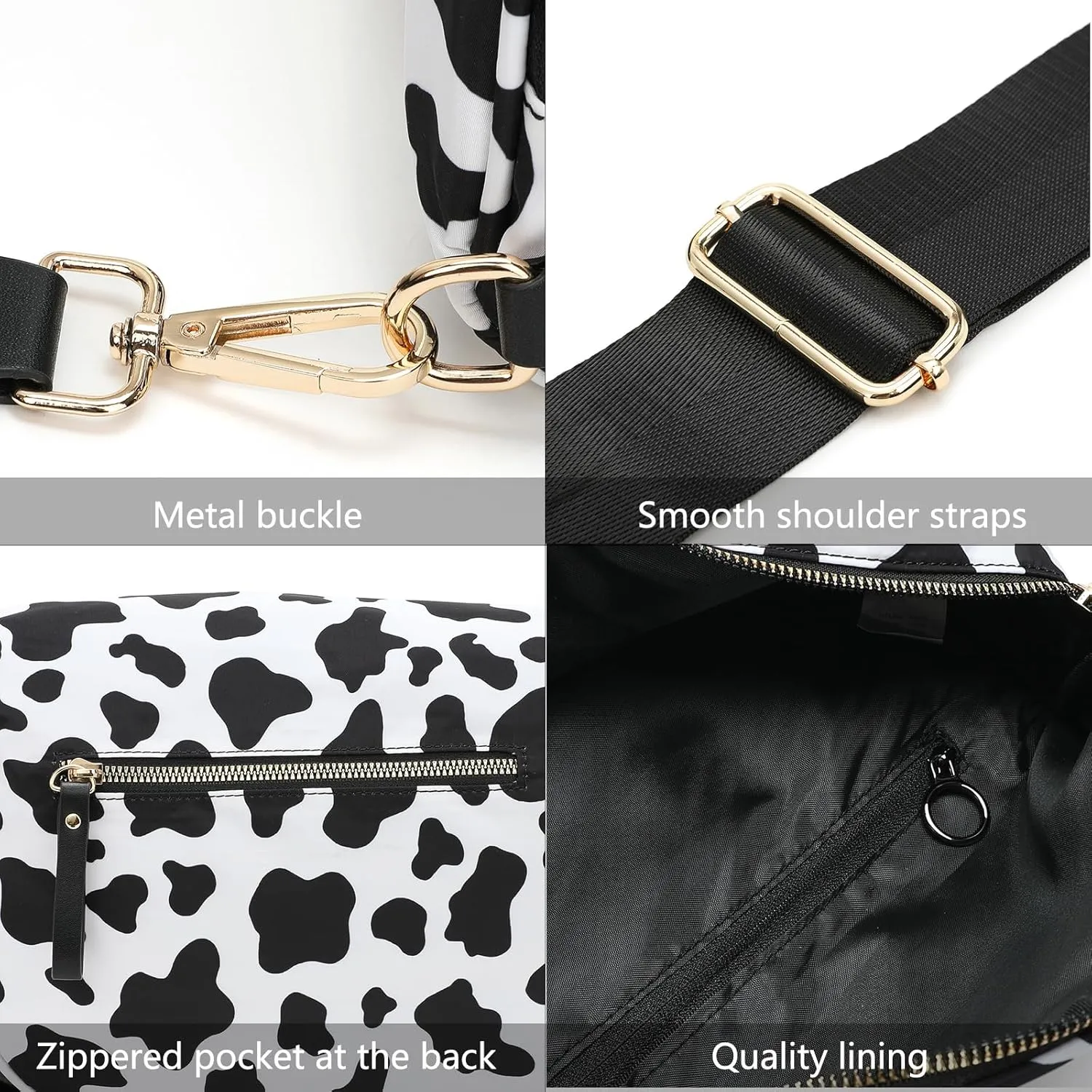 Spacious Checkered Crossbody Bum BagNylon Crossbody Bag with Adjustable Strap for WomenCheckered Purse, Fanny Pack