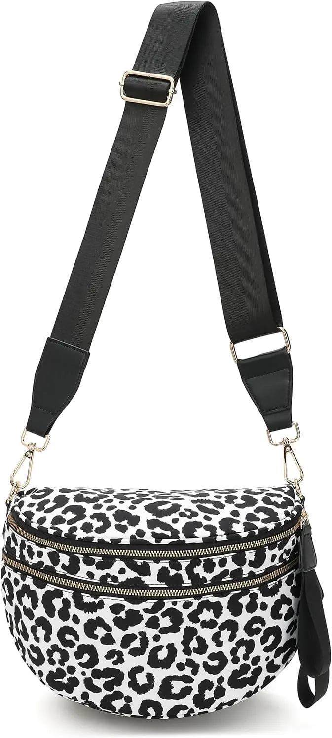 Spacious Checkered Crossbody Bum BagNylon Crossbody Bag with Adjustable Strap for WomenCheckered Purse, Fanny Pack