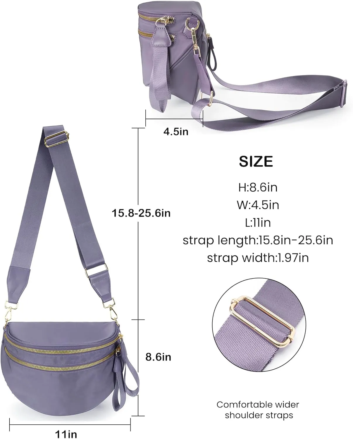 Spacious Nylon Crossbody Bag Bum Bag Handbags Wallets Purses Trendy Shoulder Bag for Women
