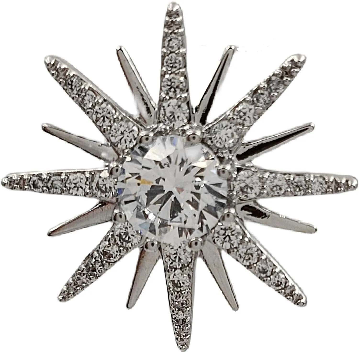 Sparkles Cubic Zircon North Star Pin Brooch Sunburst Jewelry