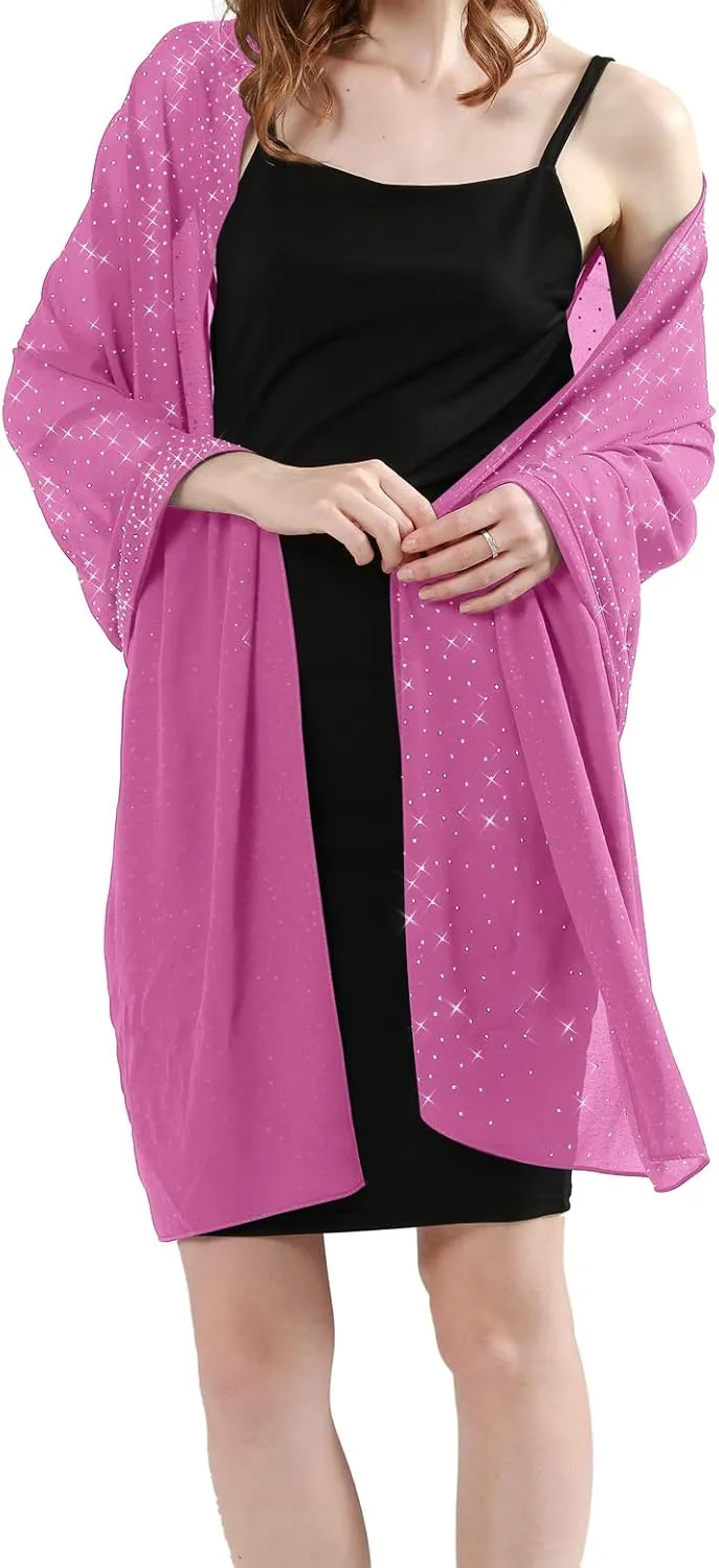 Sparkly Shawls and Wraps for Evening Dresses Chiffon Shawl Soft Silky Sparkly Party Wedding Scarf