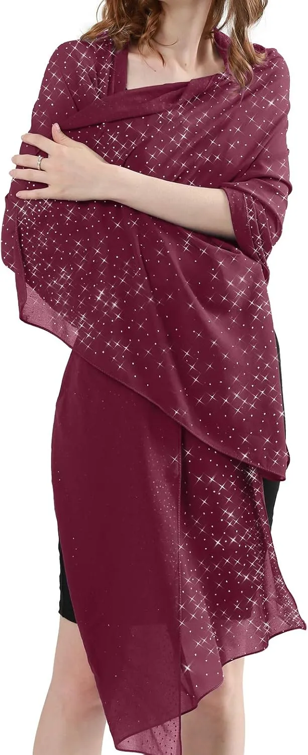 Sparkly Shawls and Wraps for Evening Dresses Chiffon Shawl Soft Silky Sparkly Party Wedding Scarf