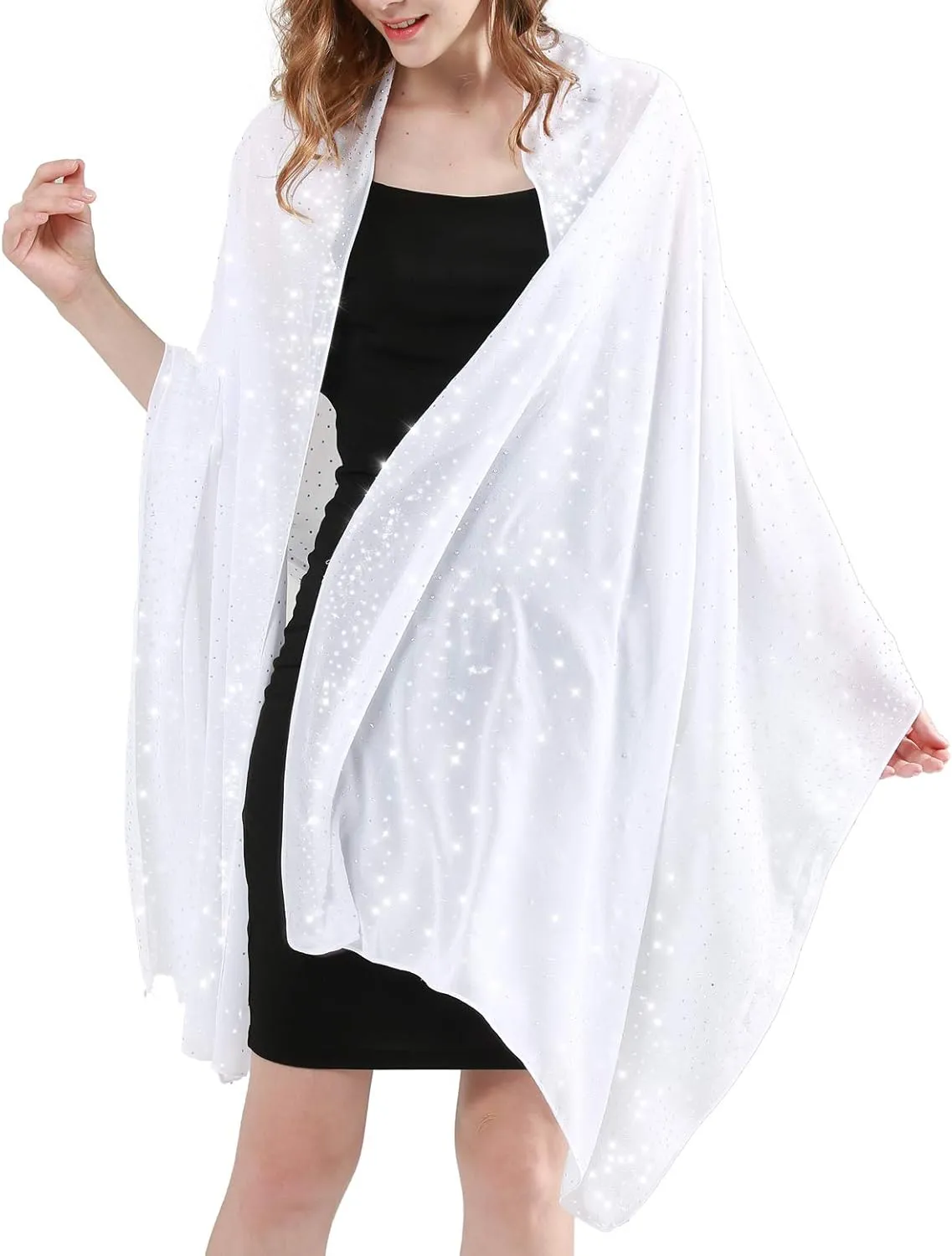 Sparkly Shawls and Wraps for Evening Dresses Chiffon Shawl Soft Silky Sparkly Party Wedding Scarf