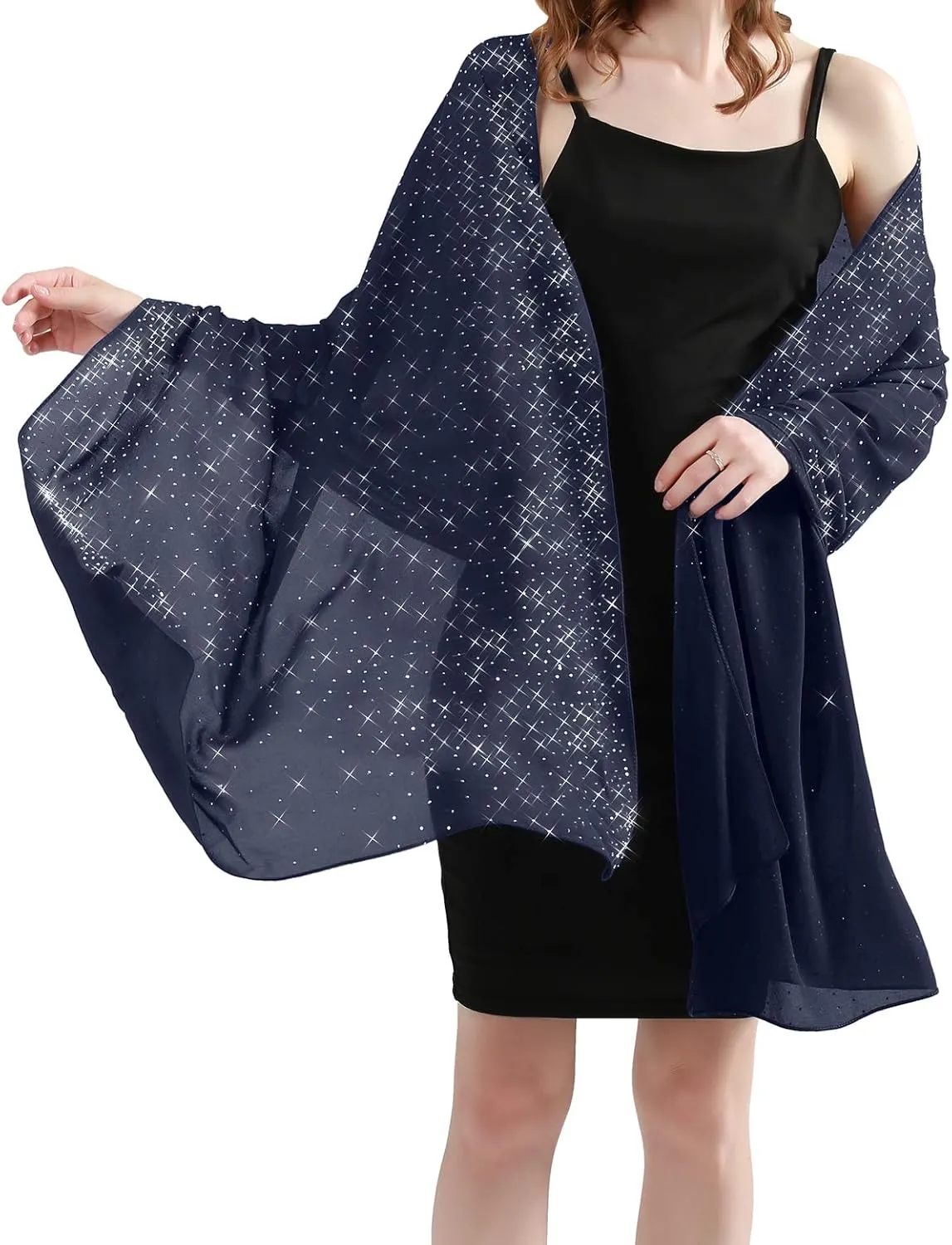 Sparkly Shawls and Wraps for Evening Dresses Chiffon Shawl Soft Silky Sparkly Party Wedding Scarf