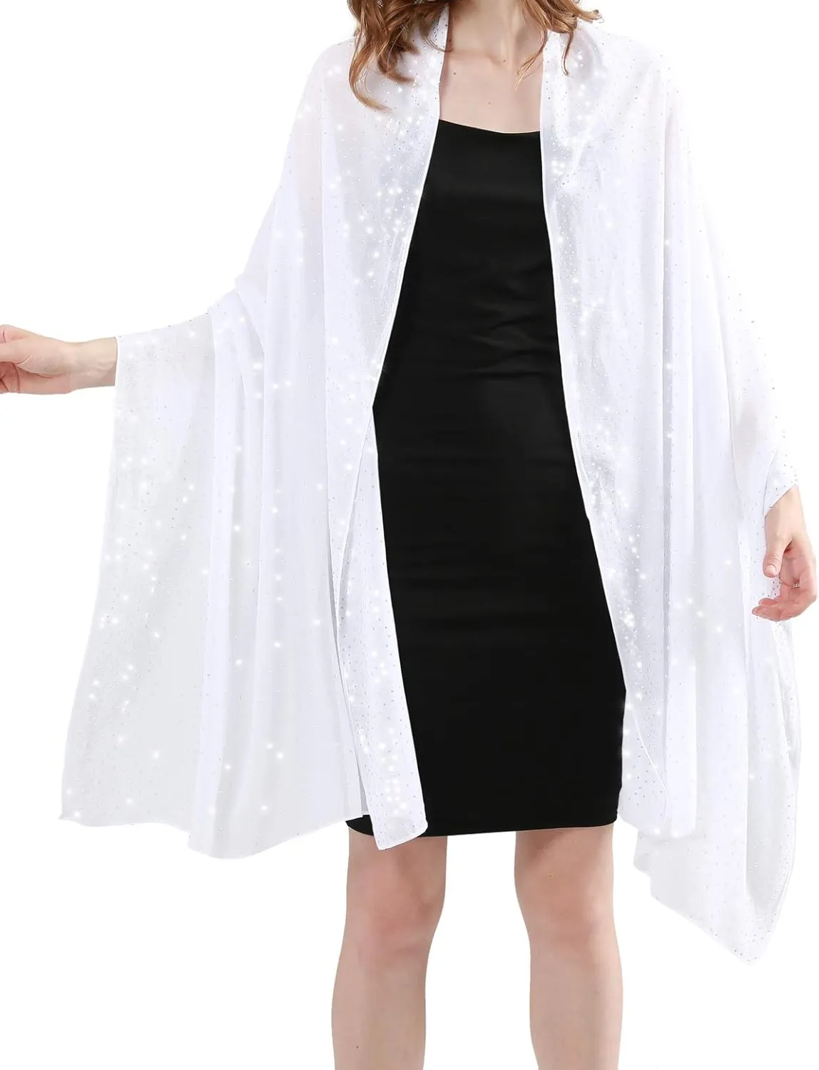Sparkly Shawls and Wraps for Evening Dresses Chiffon Shawl Soft Silky Sparkly Party Wedding Scarf
