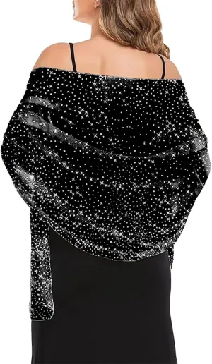 Sparkly Shawls and Wraps for Evening Dresses Chiffon Shawl Soft Silky Sparkly Party Wedding Scarf