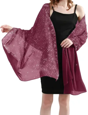 Sparkly Shawls and Wraps for Evening Dresses Chiffon Shawl Soft Silky Sparkly Party Wedding Scarf
