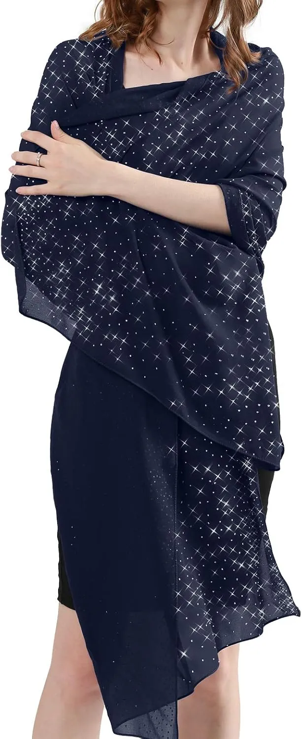 Sparkly Shawls and Wraps for Evening Dresses Chiffon Shawl Soft Silky Sparkly Party Wedding Scarf